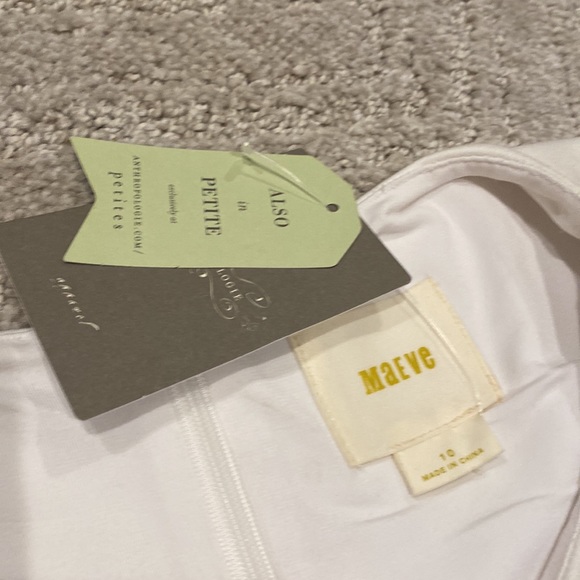 Maeve Anthropologie dress size 10 white, champagne, black trim - Picture 6 of 9